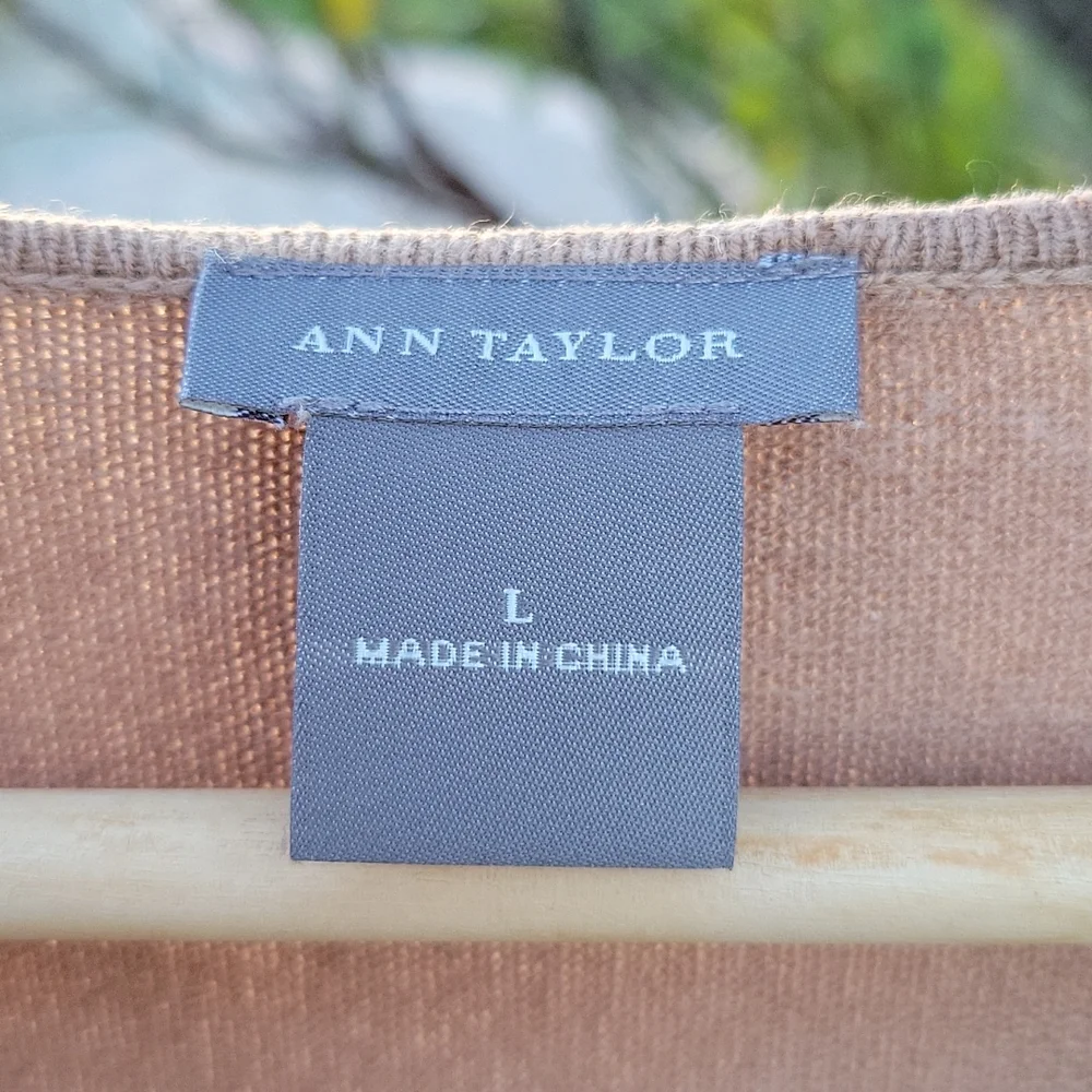 Ann Taylor Brown Silk Sweater 3/4 Sleeves Size Ladies Large - Picture 7 of 7